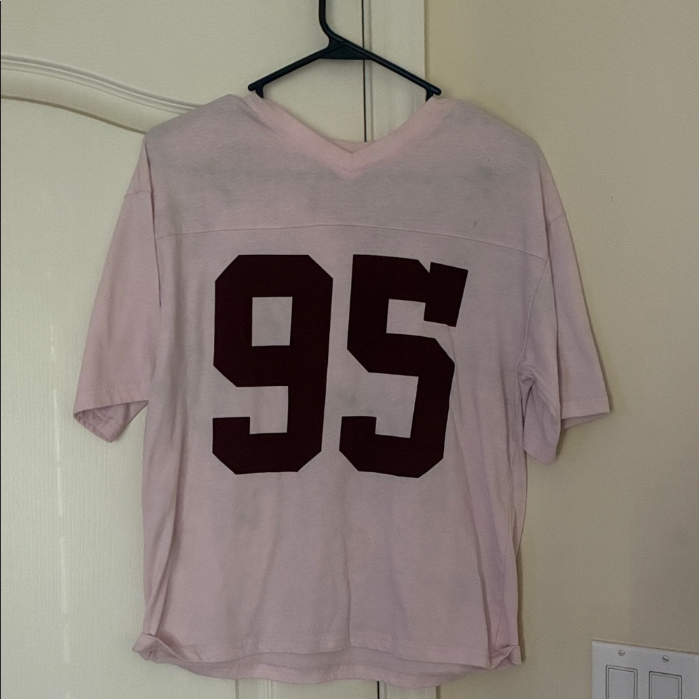 Pink V-Neck Short Sleeve Tee